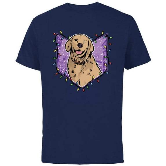 Marvel Hawkeye Lucky the Pizza Dog Holiday Lights - Short Sleeve Cotton T-Shirt for Adults - Customized-Navy