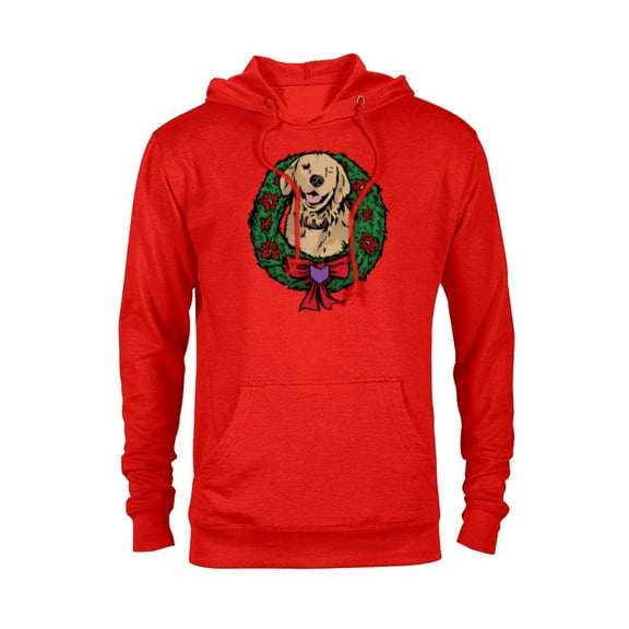 Marvel Hawkeye Lucky the Pizza Dog Holiday Wreath - Pullover Hoodie for Adults – Customized-Red Heather