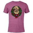 thumbnail image 1 of Marvel Hawkeye Lucky the Pizza Dog Holiday Wreath - Short Sleeve Blended T-Shirt for Adults – Customized-Purple, 1 of 5