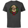 thumbnail image 1 of Marvel Hawkeye Lucky the Pizza Dog Holiday Wreath - Short Sleeve Cotton T-Shirt for Adults - Customized-Charcoal, 1 of 5