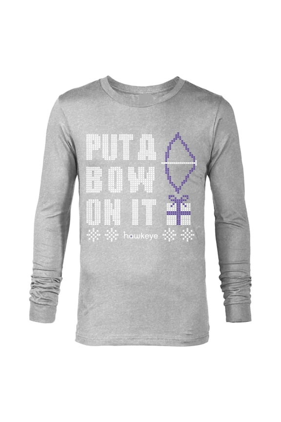 Hawkeye Put A Bow On It Holiday - Long Sleeve T-Shirt for Men – Customized-Athletic Heather
