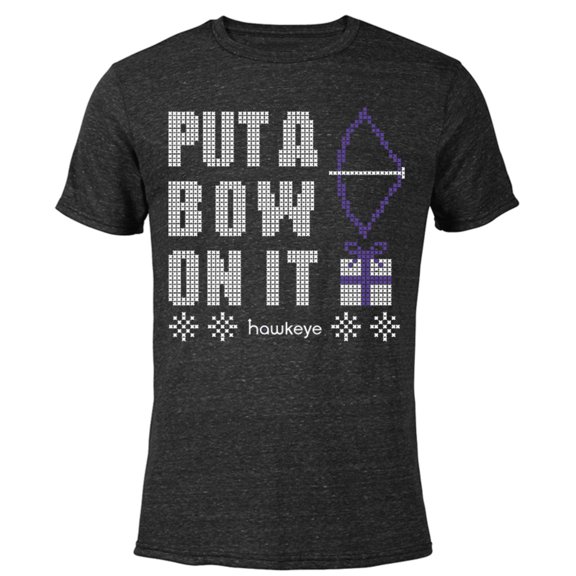 Marvel Hawkeye Put A Bow On It Holiday - Short Sleeve Blended T-Shirt for Adults – Customized-Black