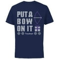 thumbnail image 1 of Marvel Hawkeye Put A Bow On It Holiday - Short Sleeve Cotton T-Shirt for Adults - Customized-Navy, 1 of 5