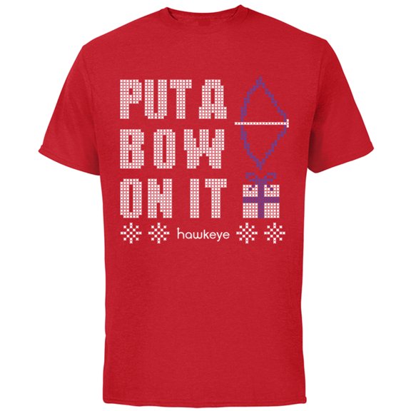 Marvel Hawkeye Put A Bow On It Holiday - Short Sleeve Cotton T-Shirt for Adults - Customized-Red