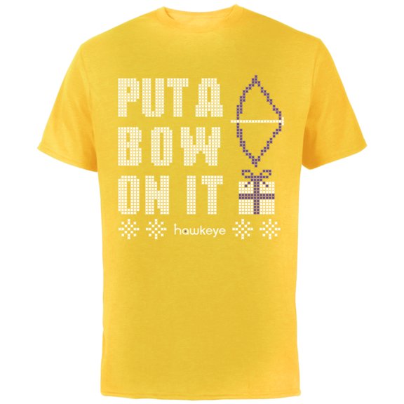 Marvel Hawkeye Put A Bow On It Holiday - Short Sleeve Cotton T-Shirt for Adults - Customized-Yellow