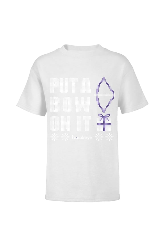 Hawkeye Put A Bow On It Holiday - Short Sleeve T-Shirt for Kids – Customized-White