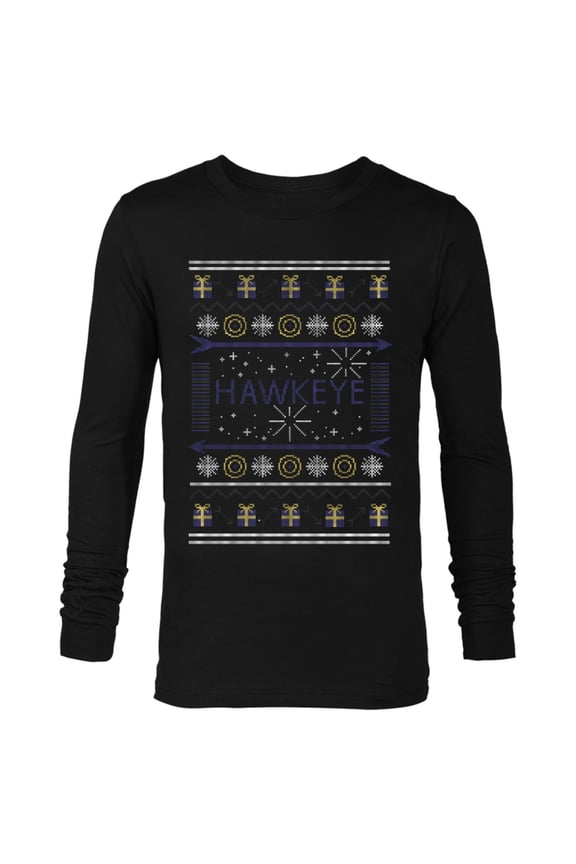 Hawkeye Ugly Christmas Sweater Holiday - Long Sleeve T-Shirt for Men – Customized-Black