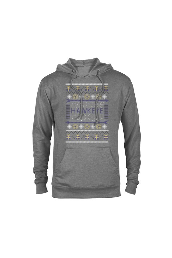 Hawkeye Ugly Christmas Sweater Holiday - Pullover Hoodie for Adults – Customized-Graphite Heather