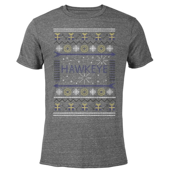 Marvel Hawkeye Ugly Christmas Sweater Holiday - Short Sleeve Blended T-Shirt for Adults – Customized-Dark Heather