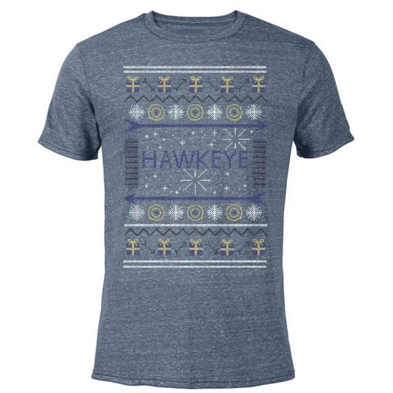 Marvel Hawkeye Ugly Christmas Sweater Holiday - Short Sleeve Blended T-Shirt for Adults – Customized-Navy Heather