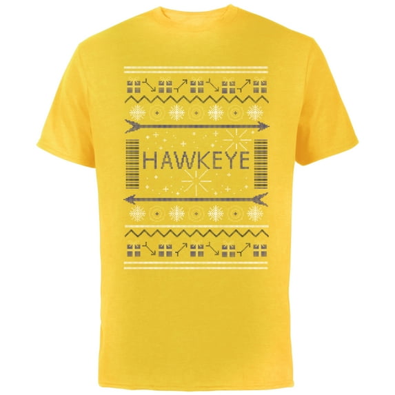 Marvel Hawkeye Ugly Christmas Sweater Holiday - Short Sleeve Cotton T-Shirt for Adults - Customized-Yellow