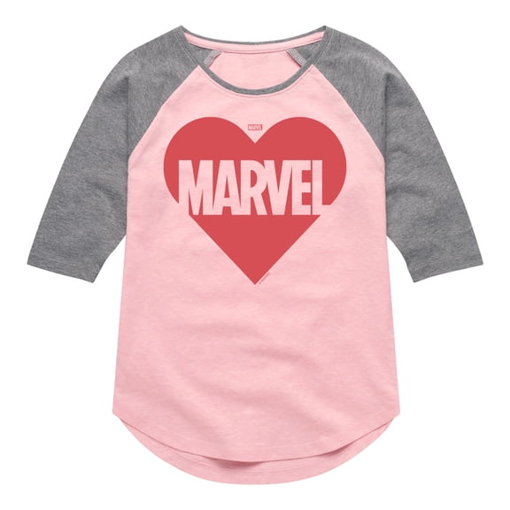 Marvel - Heart Valentine - Girls Shirt Tail Raglan
