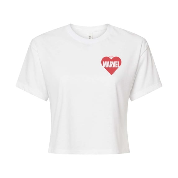 Marvel - Heart Valentine - Juniors Cropped Graphic T-Shirt