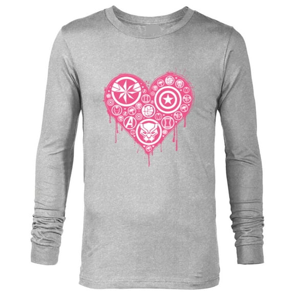 Marvel Hero Icons Valentine's Day Heart - Long Sleeve T-Shirt for Men - Customized-Athletic Heather