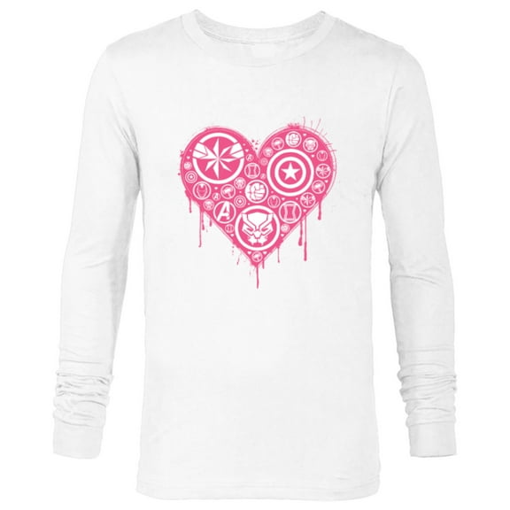 Marvel Hero Icons Valentine's Day Heart - Long Sleeve T-Shirt for Men - Customized-White