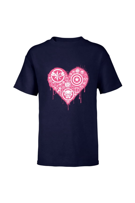 Hero Icons Valentine's Day Heart - Short Sleeve T-Shirt for Kids - Customized-Navy