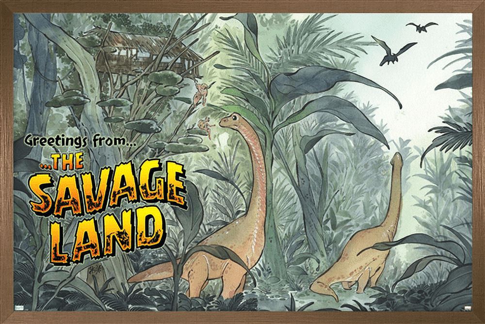 Marvel: Hero Lands - The Savage Land 2 Wall Poster, 14.725" x 22.375" Framed