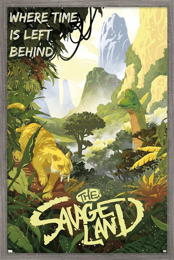 Marvel: Hero Lands - The Savage Land Wall Poster, 14.725" x 22.375" Framed
