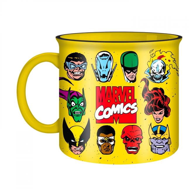 Marvel Heroes & Avengers 869705 20 oz Marvel Comics Heroes & Villains  Ceramic Camper Mug, Yellow