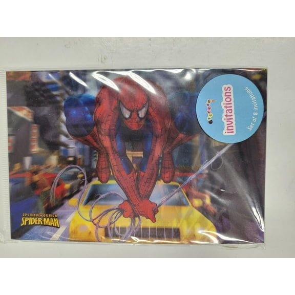 Marvel Heroes Spider-Man Flip Fill-In Invitation Cards - Set of 8