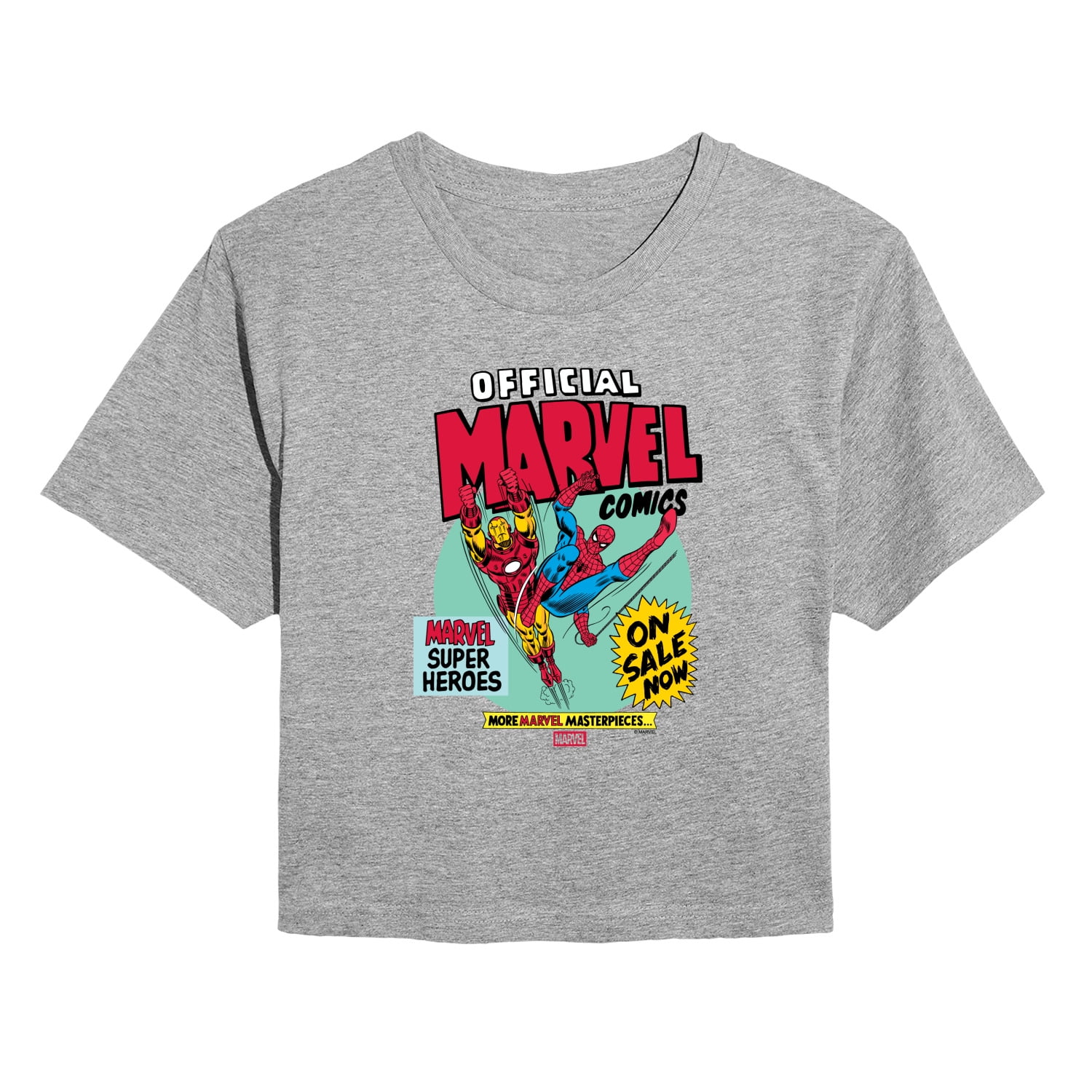 Marvel - Heroes Spider-Man Iron Man - Juniors Cropped Short Sleeve Graphic T-Shirt