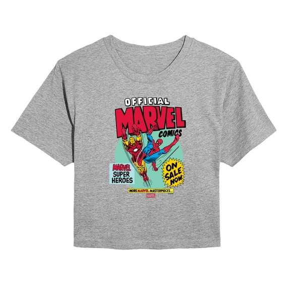 Marvel - Heroes Spider-Man Iron Man - Juniors Cropped Short Sleeve Graphic T-Shirt