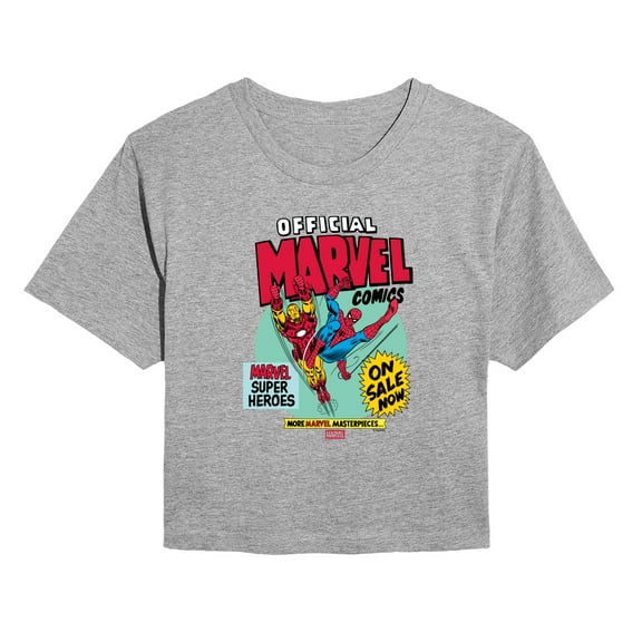 Marvel - Heroes Spider-Man Iron Man - Juniors Cropped Short Sleeve Graphic T-Shirt
