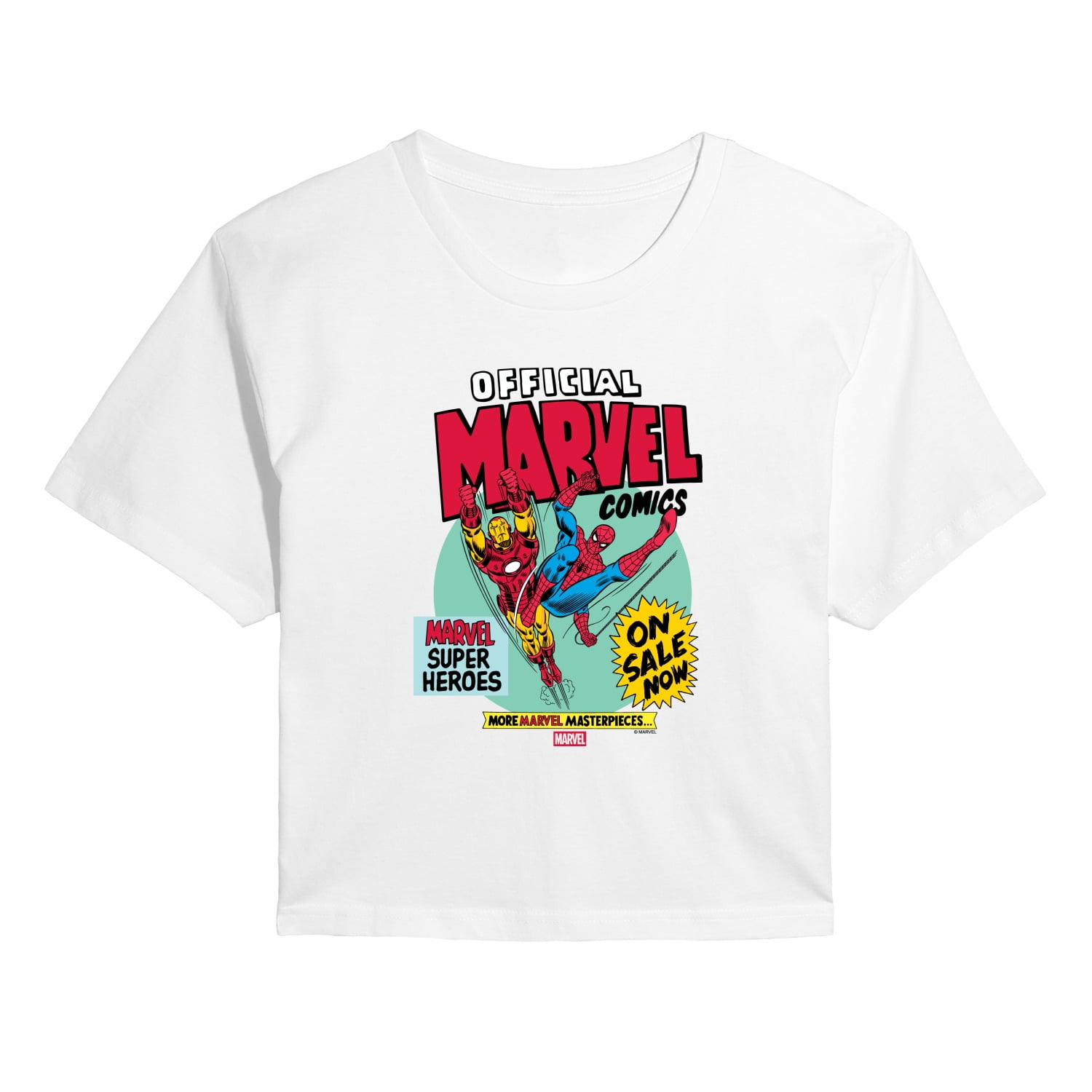 Marvel - Heroes Spider-Man Iron Man - Juniors Cropped Short Sleeve Graphic T-Shirt