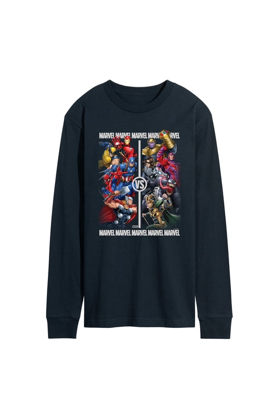 - Heroes Vs Villains - Men's Long Sleeve Graphic T-Shirt