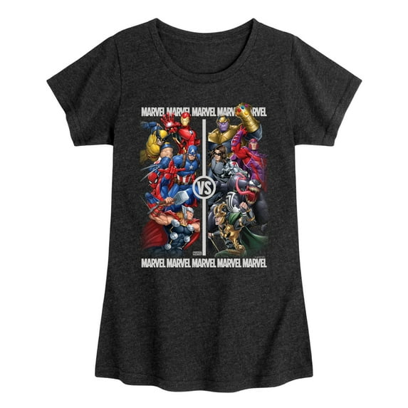 Marvel - Heroes Vs Villains - Toddler And Youth Girls Fitted Short Sleeve Graphic T-Shirt