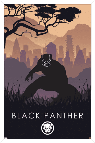 Marvel Heroic Silhouette - Black Panther Wall Poster, 14.725" x 22.375", Framed