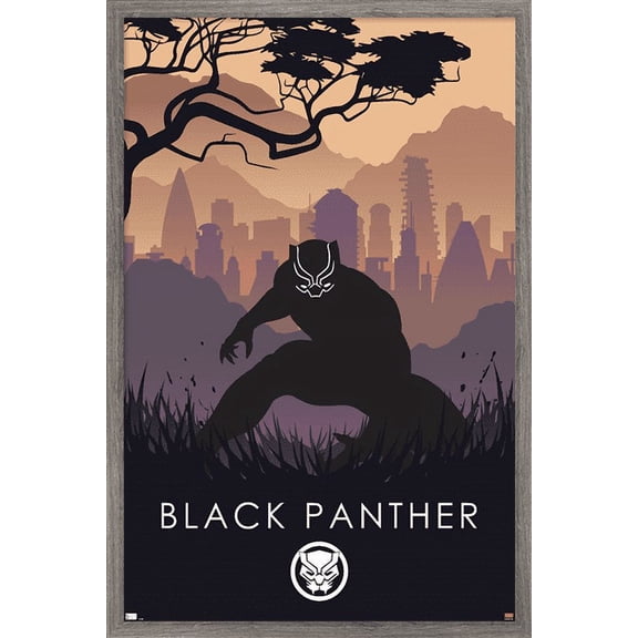 Marvel Heroic Silhouette - Black Panther Wall Poster, 22.375" x 34", Framed