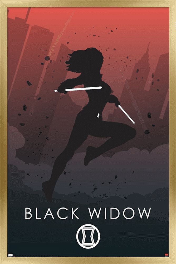 Marvel Heroic Silhouette - Black Widow Wall Poster, 14.725" x 22.375", Framed