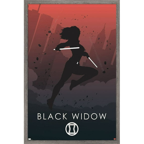 Marvel Heroic Silhouette - Black Widow Wall Poster, 14.725" x 22.375", Framed