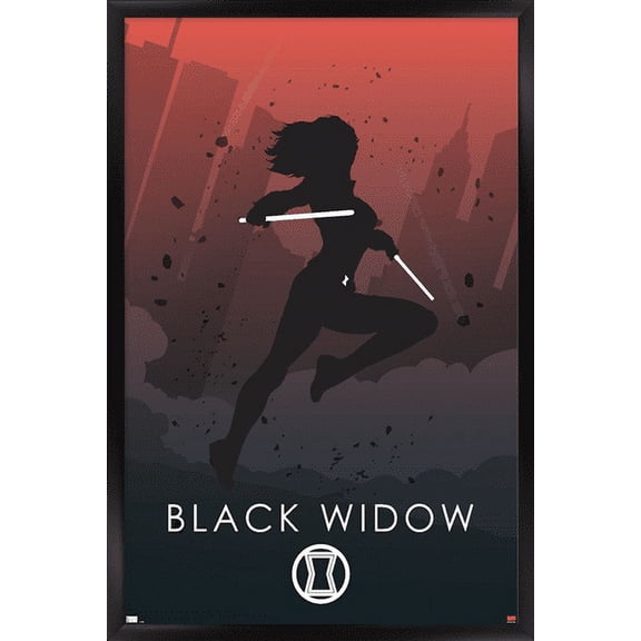 Marvel Heroic Silhouette - Black Widow Wall Poster, 14.725" x 22.375", Framed
