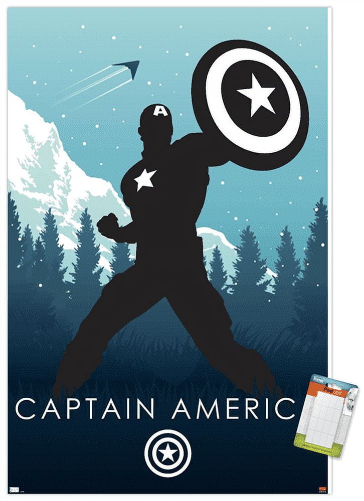 Marvel Heroic Silhouette - Captain America Wall Poster, 14.725" x 22.375"