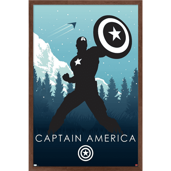 Marvel Heroic Silhouette - Captain America Wall Poster, 22.375" x 34", Framed
