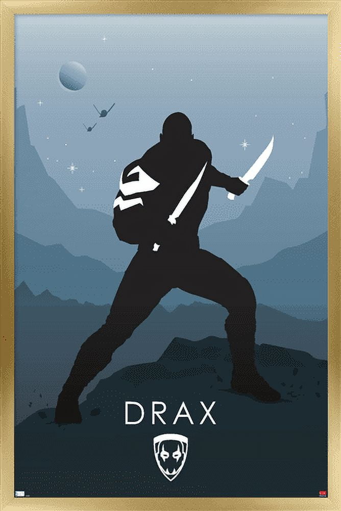 Marvel Heroic Silhouette - Drax Wall Poster, 14.725" x 22.375", Framed