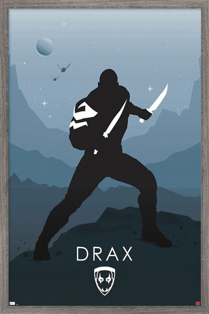 Marvel Heroic Silhouette - Drax Wall Poster, 14.725" x 22.375", Framed