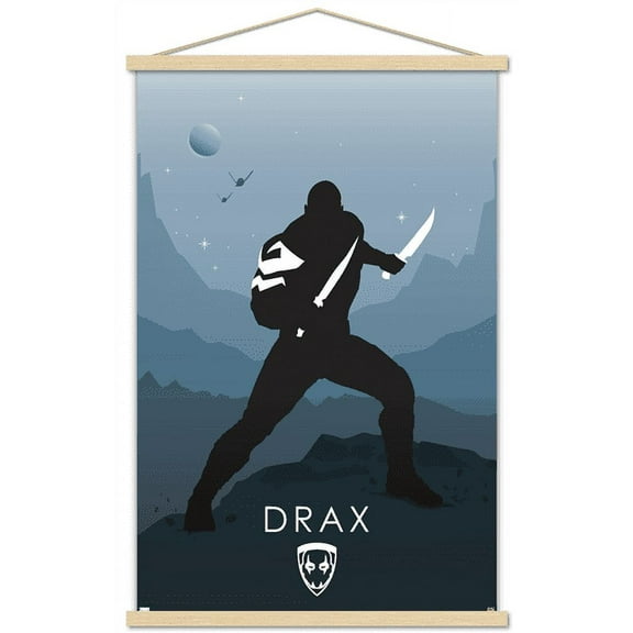 Marvel Heroic Silhouette - Drax Wall Poster with Wooden Magnetic Frame, 22.375" x 34"