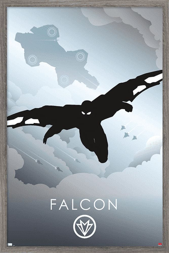 Marvel Heroic Silhouette - Falcon Wall Poster, 22.375" x 34", Framed