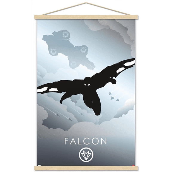 Marvel Heroic Silhouette - Falcon Wall Poster with Wooden Magnetic Frame, 22.375" x 34"