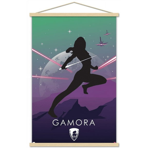 Marvel Heroic Silhouette - Gamora Wall Poster with Wooden Magnetic Frame, 22.375" x 34"