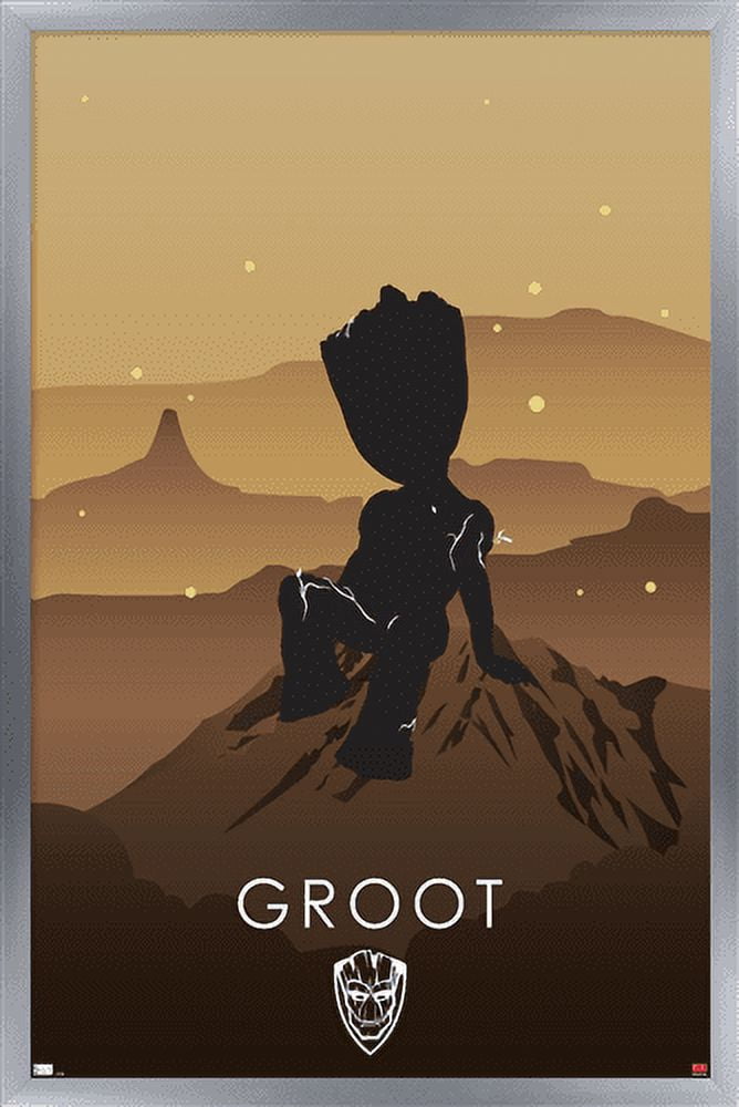 Marvel Heroic Silhouette - Groot Wall Poster, 14.725" x 22.375", Framed