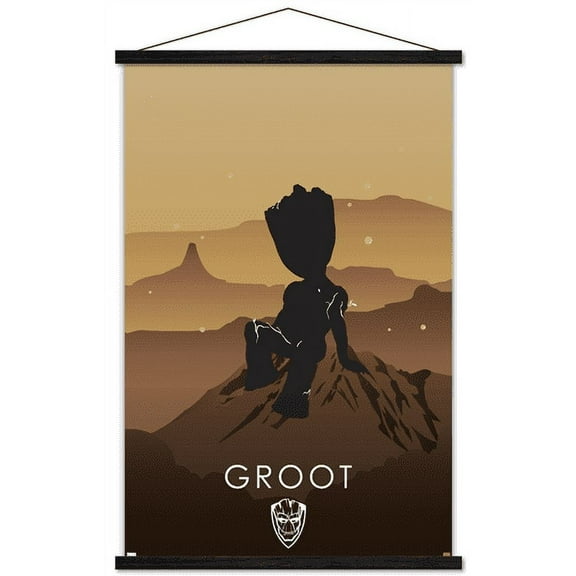 Marvel Heroic Silhouette - Groot Wall Poster with Magnetic Frame, 22.375" x 34"