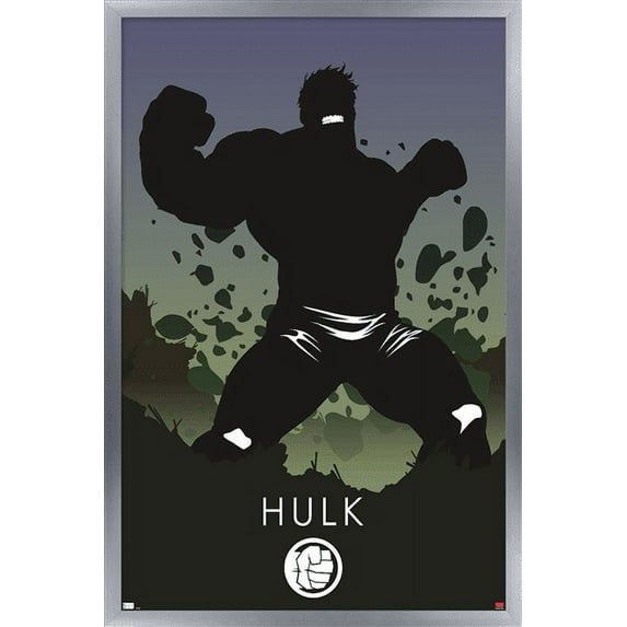 Marvel Heroic Silhouette - Hulk Wall Poster, 22.375" x 34", Framed