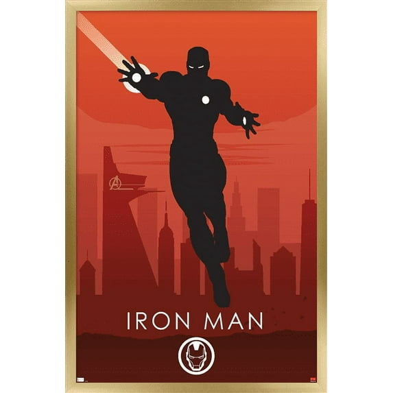 Marvel Heroic Silhouette - Iron Man Wall Poster, 14.725" x 22.375", Framed