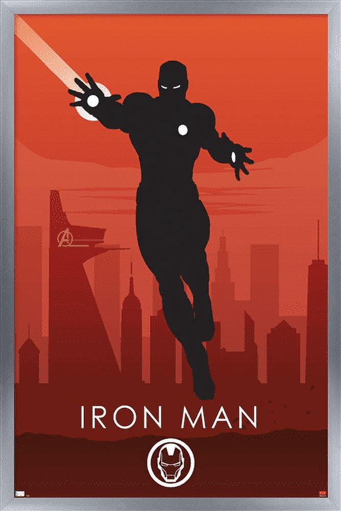 Marvel Heroic Silhouette - Iron Man Wall Poster, 14.725" x 22.375", Framed