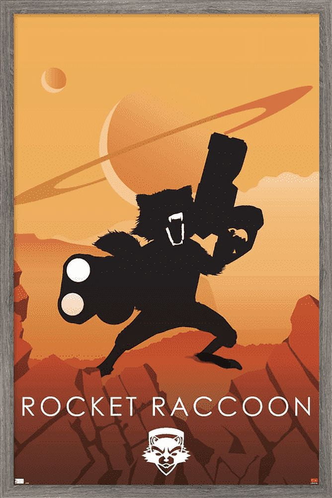Marvel Heroic Silhouette - Rocket Raccoon Wall Poster, 14.725" x 22.375", Framed