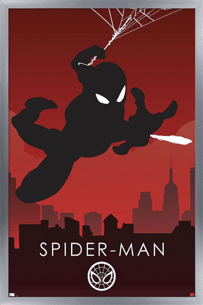 Marvel Heroic Silhouette - Spider-Man Wall Poster, 14.725" x 22.375", Framed